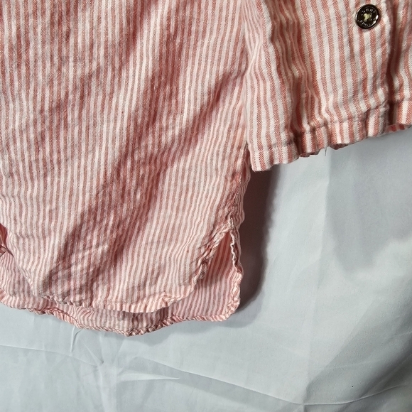 Tommy Hilfiger Linen short sleeve stripped button down large 3/4 sleeve - Picture 7 of 9